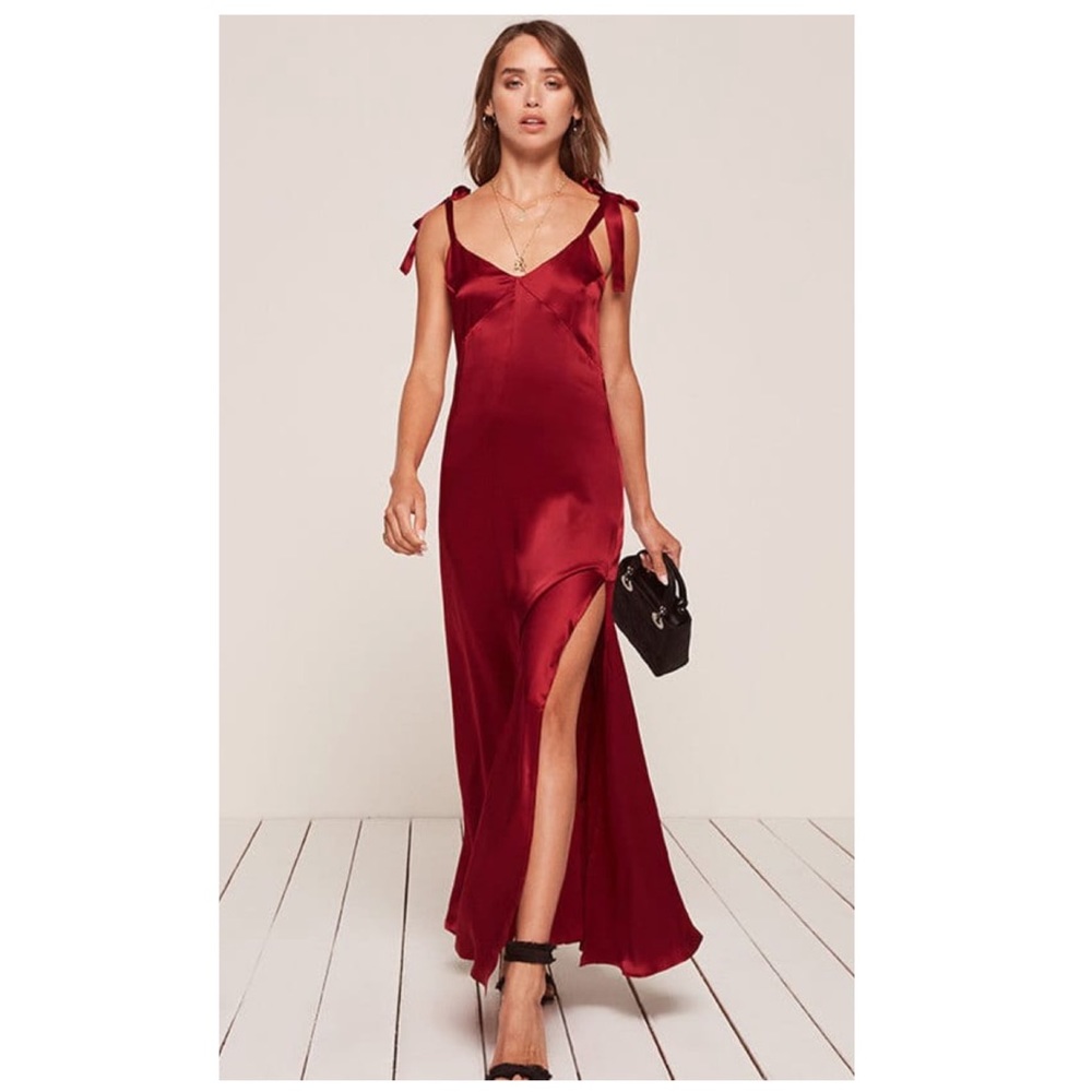 NWT Reformation Tanya Dress Red Silk M *Sold Out*